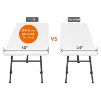 Living And More 4Ft Xl Height Adjustable Half Folding Table With Carrying Handle Easy Folding And Storage Indoor Outdoor Use