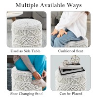 Wimarsbon Pouf Ottoman Hand Knitted Cotton Footrest Boho Decor Knit Floor Stool For Bed Room 14 Round Pouffe Ottoman Hollo