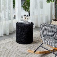 Wimarsbon Pouf Ottoman Hand Knitted Cotton Footrest Boho Decor Knit Floor Stool For Bed Room 14 Round Pouffe Ottoman Hollo