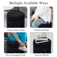 Wimarsbon Pouf Ottoman Hand Knitted Cotton Footrest Boho Decor Knit Floor Stool For Bed Room 14 Round Pouffe Ottoman Hollo