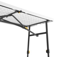 Living And More 4Ft Height Adjustable Half Folding Table With Carrying Handle Easy Folding And Storage Indoor Outdoor Use Whi