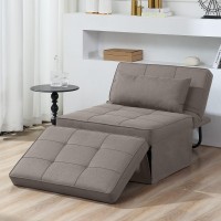 Sofa Bed, 4 In 1 Multi-Function Folding Ottoman Breathable Linen Couch Bed With Adjustable Backrest Modern Convertible Chair For Living Room Apartment Office,Khaki