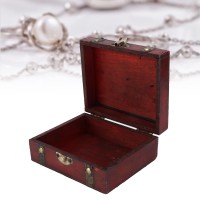 Hapivida Treasure Chest Boxes, 5.1 x 4.3 x 2in Mini Red Antique Decorative Wooden Storage Chest, Retro Jewelry Storing Storage Organizer with Metal Lock