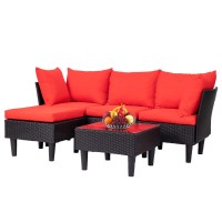 Fdw Patio Furniture Sets 5 Pieces Outdoor Wicker Conversation Set Sectional Sofa Rattan Chair For Outdoor Backyard Porch Poolsid