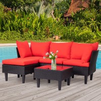 Fdw Patio Furniture Sets 5 Pieces Outdoor Wicker Conversation Set Sectional Sofa Rattan Chair For Outdoor Backyard Porch Poolsid