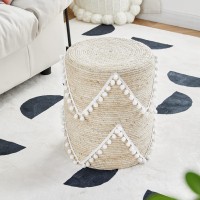 Wimarsbon Ottoman Poof Natural Corn Husk Poufs Hand Weave Round Footstool Pouffe Accent Chair Ottoman Coffee Table Outdoor