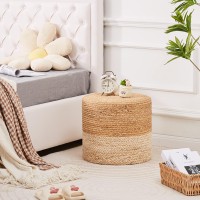 Wimarsbon Ottoman Pouf Natural Braided Jute Poof 18 Outdoor Ottoman For Garden Rustic Handweave Lounge Pouffe Boho Footres