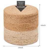 Wimarsbon Ottoman Pouf Natural Braided Jute Poof 18 Outdoor Ottoman For Garden Rustic Handweave Lounge Pouffe Boho Footres