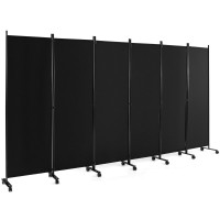 Giantex 6 Panel Room Divider 132W X 68H Large Folding Privacy Screen Rolling Partition Room Dividers For Home Office Studi