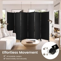 Giantex 6 Panel Room Divider 132W X 68H Large Folding Privacy Screen Rolling Partition Room Dividers For Home Office Studi