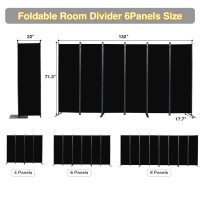 Chosenm Room Divider 6 Panel Folding Privacy Screens With Wider Support Feet 6 Ft Portable Room Partition For Room Separator