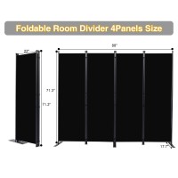 Chosenm Room Divider 4 Panel Folding Privacy Screens With Wider Feet 6 Ft Portable Room Partition For Room Separator Room Div