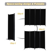 Chosenm Room Divider 4 Panel Folding Privacy Screens With Wider Feet 6 Ft Portable Room Partition For Room Separator Room Div