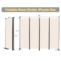 Chosenm Room Divider 4 Panel Folding Privacy Screens With Wider Support Feet 6 Ft Portable Room Partition For Room Separator