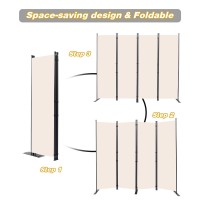 Chosenm Room Divider 4 Panel Folding Privacy Screens With Wider Support Feet 6 Ft Portable Room Partition For Room Separator