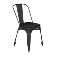 Perry Commercial Grade Black Metal IndoorOutdoor Stackable Chair with Black Poly Resin Wood Seat