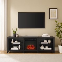 Ronin 69 Low Profile Tv Stand WFireplace Black