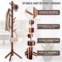 Wangmuxia Coat Rack Freestanding Coat Rack With 8 Hooks And 3 Adjustable Size Tree Coat Racks For Bedroom Hallway Entrance O