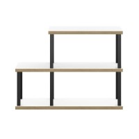 Furinno TurnNTube No Tools 3Tier Ladder Decorative Display Shelf Solid WhiteBlack