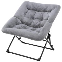 Oakham Comfy Saucer Chair For Adults Soft Faux Fur Folding Lounge Chair For Bedroom Living Room Dorm Rooms Flexible Reading Cha