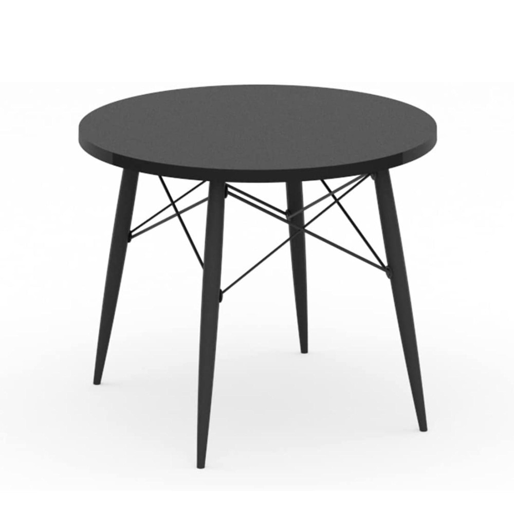 The Shop Circular Coffee Table - Type - 4 Legs - Mdf Cover With Laminate - Side Table - Home Decoration - Ideal For Living Room And Dining Room - 80 Cm. Diameter X 44 Cm. (Black)