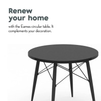 The Shop Circular Coffee Table - Type - 4 Legs - Mdf Cover With Laminate - Side Table - Home Decoration - Ideal For Living Room And Dining Room - 80 Cm. Diameter X 44 Cm. (Black)