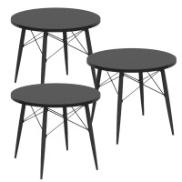 The Shop Circular Coffee Table - Type - 4 Legs - Mdf Cover With Laminate - Side Table - Home Decoration - Ideal For Living Room And Dining Room - 80 Cm. Diameter X 44 Cm. (Black)