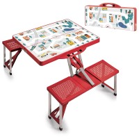 Picnic Time Folding Picnic Camping Outdoor Table With Umbrella Hole 365 X 5 X 175 Play Town Red