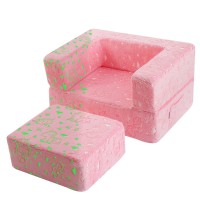 Memorecool Toddler Chair Glow In Dark Unicorn Kids Couch Fold Out Modular Chair For Boy Girl Pink Baby Sofa For Bedroom Lounge