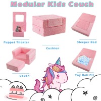 Memorecool Toddler Chair Glow In Dark Unicorn Kids Couch Fold Out Modular Chair For Boy Girl Pink Baby Sofa For Bedroom Lounge