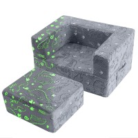 Memorecool Toddler Chair Glow In Dark Dinosaur Kids Couch Fold Out Modular Chair For Boy Girl Baby Sofa Chair For Bedroom Loun