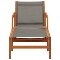 vidaXL Patio Chair with Footrest Solid Eucalyptus WoodTextilene