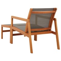 vidaXL Patio Chair with Footrest Solid Eucalyptus WoodTextilene