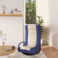 vidaXL Swivel Floor Chair Blue and Cream Fabric