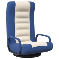 vidaXL Swivel Floor Chair Blue and Cream Fabric