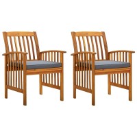 vidaXL Garden Dining Chairs 2 pcs with Cushions Solid Acacia Wood