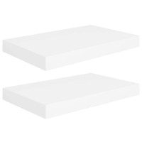 vidaXL White Floating Wall Shelves 2 pcs 157x91x15 Modern Home Display EasyInstall Invisible Mounting System