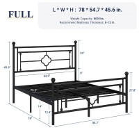 Allewie Full Size Metal Platform Bed Frame With Victorian Vintage Headboard And Footboardmattress Foundationunder Bed Storage