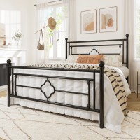 Allewie Full Size Metal Platform Bed Frame With Victorian Vintage Headboard And Footboardmattress Foundationunder Bed Storage