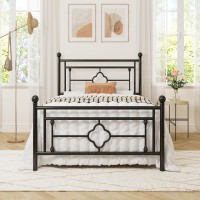 Allewie Twin Size Metal Platform Bed Frame With Victorian Vintage Headboard And Footboardmattress Foundationunder Bed Storage