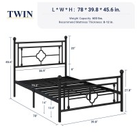 Allewie Twin Size Metal Platform Bed Frame With Victorian Vintage Headboard And Footboardmattress Foundationunder Bed Storage