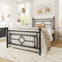 Allewie Twin Size Metal Platform Bed Frame With Victorian Vintage Headboard And Footboardmattress Foundationunder Bed Storage