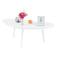 Firminana Mid Century Modern Coffee Table,Large Oval White Coffee Table For Living Room,For Small Spaces,White-47.3