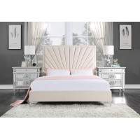 Acme Faiz Channel-Tufted Velvet Upholstery Queen Bed In Beige