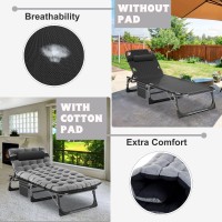 Aboron Chaise Lounge Chair 5 Positions Padded Outdoor Tanning Chair Heavy Duty Portable Lounge Chair For Outdoor Sunbathing Pati