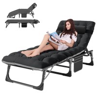 Aboron Heavy Duty Tanning Chair Outdoor 5Position Folding Chaise Lounge Chair With Pad Portable Beach Lounge Chair For Outdoor