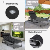 Aboron Heavy Duty Tanning Chair Outdoor 5Position Folding Chaise Lounge Chair With Pad Portable Beach Lounge Chair For Outdoor