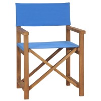 Vidaxl Director'S Chairs 2 Pcs Solid Teak Wood Blue