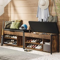 Astimey Shoe Bench Lift Top Shoe Storage Bench Adjustable Shelf Entryway Bench Metal And Wood Shoe Rack Organizer With Cushio