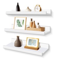 Annecy Floating Shelves Wall Mounted Set Of 3 16 Inch White Rustic Wood Shelves For Wall Wall Storage Shelves With Guardrail D